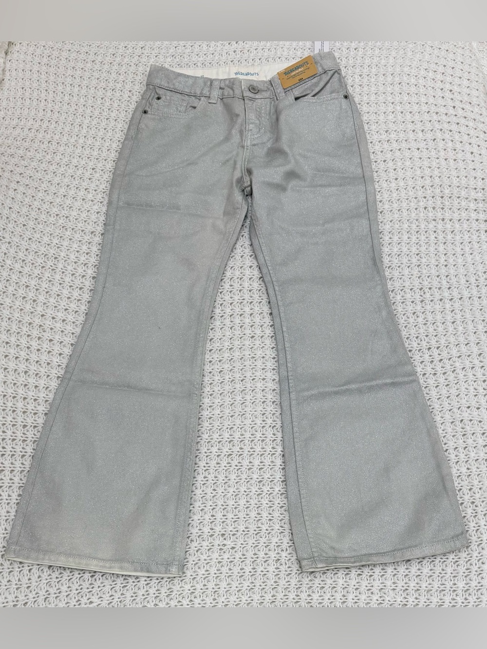 Thereabouts girls mid rise flare fitted through waist hip and thigh in silver 12